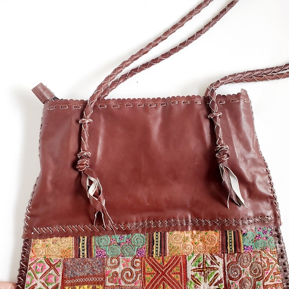 Colorful Leather Tote Bag embroidery Thailand - Picture 8 of 16
